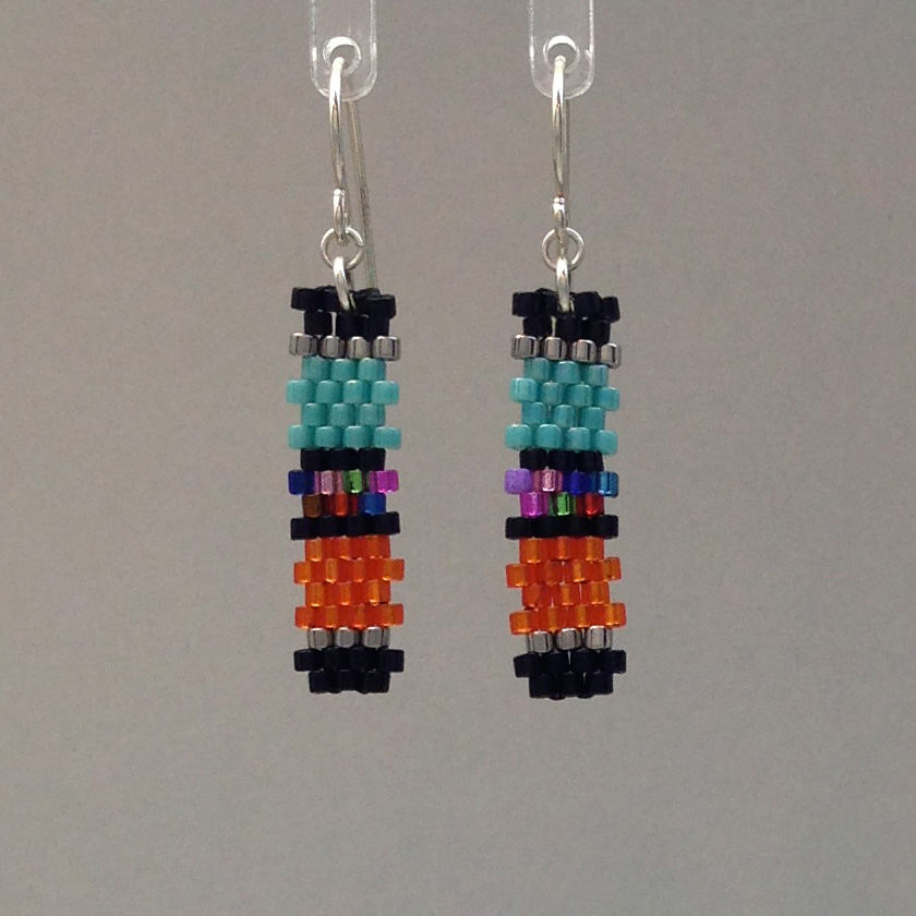 Medium Earring Aqua/Orange